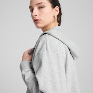 Chandail à capuchon en tissu bouclette confortable à fermeture éclair entière Essentials Small avec logo n<sup>o</sup> 1 Femme, Light Gray Heather, extralarge